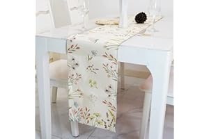 CyanCloud Spring Table Runner Colorful Floral Linen Table Runner Farmhouse Style Table Runners for Party Weddings Holiday Dining Table Room Decorations 33 x 180 cm