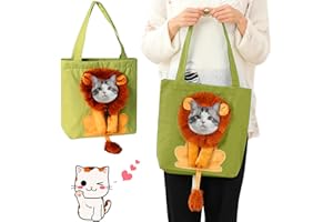 Uvolo Katzentasche, Umhängetasche für Haustiere, Tragbare Niedliche Haustier Segeltuch für Hund, Süße Haustiertasche aus Segeltuch in Löwenform, Tragekraft bis 5kg für Kleine Hunde Katzen Draußen