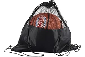 SHULLIN Nylon Draw Backpack Portable Football Net Bag Volleyball Net Bag Rugby Ball Bag Portable Basketball Bags Mesh Net Bag,for Basketball Volleyball Football(Black)