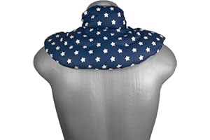 GIRAFFENLAND Saco cervical térmico con cuello - estrella azul - Almohada térmica con semillas de colza. Cojín de nuca. Cojín de calor y frio con semillas