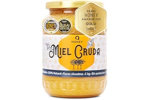 Q HONEY Qhoney, Ganadora de Oro - Paris Raw Honey Awards 2025 - Miel Pura de Abeja 1kg, Cruda, Natural, sin Pasteurizar, sin Azúcar