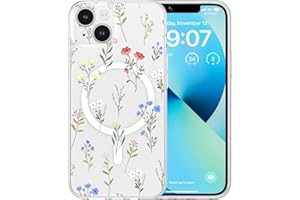RALEAVO Magnetyczne etui na iPhone'a 13, kompatybilne z Magsafe, urocze kwiaty, dla dziewcząt i kobiet, przezroczyste, silikonowe, odporne na wstrząsy, etui ochronne do iPhone’a 13, białe