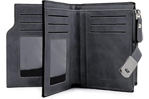 GOUNNU Monedero Mujer Pequeño Cuero PU Cartera de Mujer Formato Corto Billeteras para Mujer con Cremallera Bolsillo Monederos y 16 Ranuras para Tarjetas (Negro)