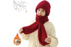 Donubiiu Integrated Ear Protection Windproof Cap Scarf,2 in 1 Mask Scarf Knitted Hat,Winter Warm Knitted Hat Scarf