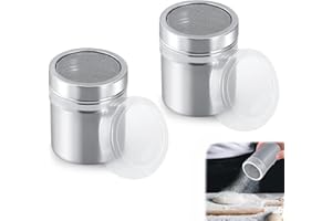 WPNCYK 2pcs Flour Shaker, Icing Sugar Shaker, Sugar Shaker, Icing Sugar Shaker Duster, Coffee Shaker, Practical Kitchen Supplies Chocolate Shaker, Used for Powder Screening