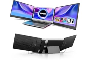 KEFEYA Portable Monitor for Laptop, 14.1" Laptop Screen Extender with Sturdy Metal Kickstand, 1080P HD IPS Portable Monitor Plug and Play for Windows/Chrome/Mac/Switch/PS5