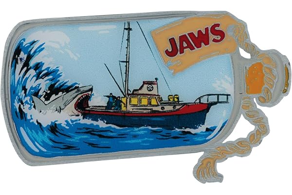 Jaws begränsad upplaga 50-årsjubileum skepp i flaska emalj pin emblem, 27 x 45mm, Metall Gummi