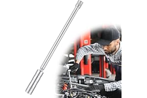 Zocipro Long Rod 16mm Spark Plug Socket, Thin Wall Universal Joint Spark Plug Wrench, 3/8" 12 Point Magnetic Spark Plug Socket, Car Repair Spark Plug Removal Tool