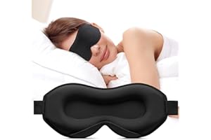 Umisleep Schlafmaske für Seitenschläfer, 3D-Augenhöhlen und verstellbares Gummiband, lichtblockierend und atmungsaktiv, Augen