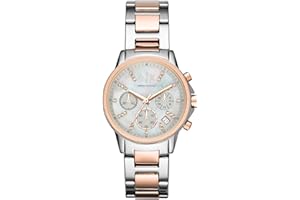 Armani Exchange Orologio da donna, Movimento cronografo al quarzo e cassa da 36 mm con cinturino in acciaio inossidabile