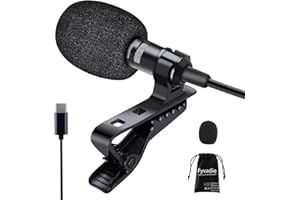 Fyvadio Lavalier Micrófono, 3M USB-C Profesional Micrófono de Solapa Micrófono de Condensador Omnidireccional Compatible con Phone/MacBook/Android/PC para Entrevistas, Estudio, Video, Youtube