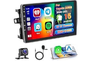 Hikity 2 + Android-skärm för Toyota Auris 2006-2011 trådlös Carplay Android Auto, 10,1 tum Bluetooth stereopekskärm med WiFi GPS EQ FM/RDS SWC bakre kamera