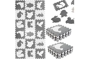 KOKOBOX Alfombrilla Bebe Puzzle L-18PZ 30x30cm Alfombra Juegos Infatiles Goma Suelo EVA Bebe Alfombra Bebe Niños Puzzle Tapete de Actividades Bebe Tapete Puzzle Tatami Bebe - Gris