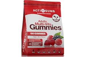 ACTIV GUMS Adults Multivitamins 180 Vegan Gummies | 90 Days Supply | 11 Essential Vitamins & Minerals A,D,E,C,B3,B6,B5,B12, Biotin, Zinc & Iodine | | Resealable & Recyclable Pouch | For Men & Women by ActivGums®