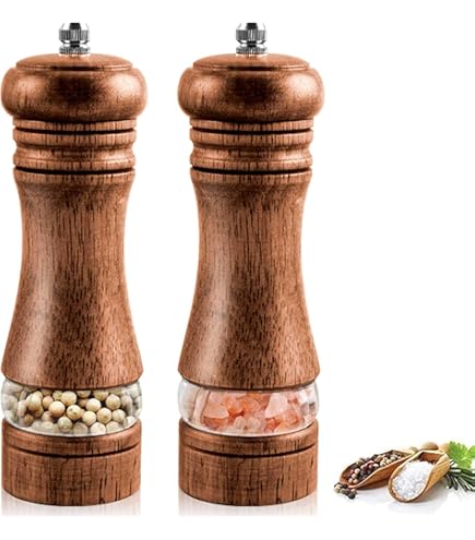 BOCHION Lot De 2 Moulin A Poivre En Bois Avec Base, Moulin