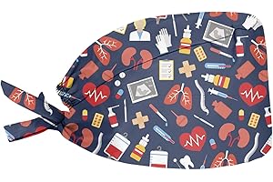 Coloranimal Cartoon Nurse Working Caps for Women Men,One Szie Head Hats