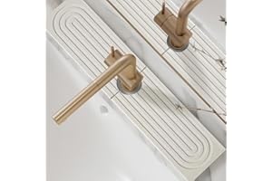 LeKuni Mata ociekowa do zlewozmywaka, kamień okrzemkowy, podkładka pod umywalkę, kran rozpryskiwany, chłonna mata, do kuchni i łazienki [biała, 60 x 10 cm]