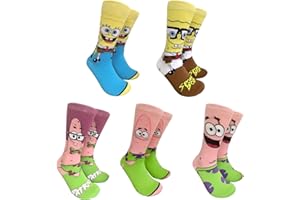 SYKEROUT 5 pares de calcetines de dibujos animados, calcetines de Bob Esponja, calcetines para mujer con personajes populares, calcetines suaves y transpirables para mujer, calcetines lindos y divertidos para