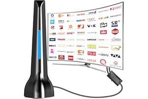 DGUPSP DVBT2 Antenne, zimmerantenne DVB-T & DVB-T2 Antennen mit Verstärker, Großer Reichweite und 360° Empfang, Zimmerantenne für Fernseher mit Starkem Magnetfuß, Geeignet für 4K 1080p & Alle TV-Geräte