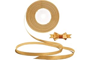 YOMIRO Creative Nastro Raso, Nastri Natalizi, Nastrino per Bomboniere, Nastro per Pacchi Regalo, Decorazioni Natalizie, Decorazioni per Feste, Matrimoni, Compleanni, Natalizi (22m x 10mm, Oro)