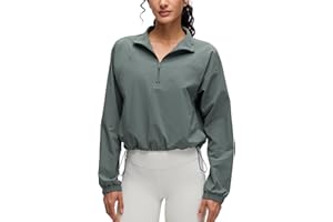 CRZ YOGA Womens Half Zip Athletic Jackets Pullover Lightweight Workout Outdoor Casual Long Sleeve Tops with Pockets
