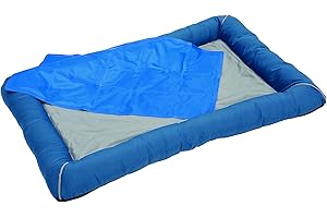 KAMEL GMBH Tierkissen mit Kühlmatte für Hunde und Katzen mit integrierter, selbstkühlender Matte | Maße: ca. 90 x 60cm | leicht zu reinigen (blau)