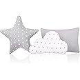 Amilian® - Set di 3 cuscini decorativi di cui uno a forma di stella e uno a forma di nuvola, soffici
