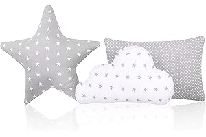 Amilian 3 Pack Wohnzimmer Deko Kissen Sofa Kissen Stern, Wolke, Zierkissen, Sternkissen Baby Dekokissen mit Füllung für Schlafzimmer Jungen Deko Kinderzimmer Mädchen Kuschelkissen Kinder