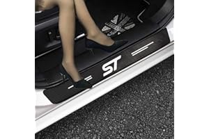RIDGOEL 4 Piezas ST Line Pegatinas Protective de Umbral de Puerta para Ford Focus Escape Edge Ecosport Kuga F150 Puma Decoración para Estribos de Coche de Fibra de Carbono White ST