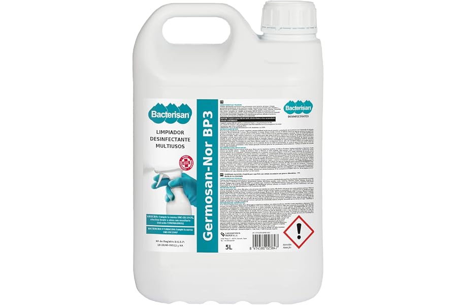BACTERISAN Germosan Nor BP3, Desinfectante Multiusos Triple Acción, Elimina El 99.95 De Virus, Gérmenes Y Bacterias De Todo T