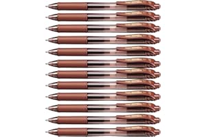 Pentel BL107 EnerGel X Stylo Roller Encre Gel Rétractable Séchage Rapide Marron x12