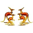 MARBOGLASS India Handicrafted Beautiful Kangaroo Family, Crystal Showpiece for House Decoration, Gift Item (4 Pieces) (Brown)