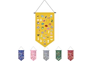 Winmany Boîte de rangement murale à suspendre pour broches, bijoux, toile, présentoir à épingles, bannière, boucles d'oreilles, collier, épingles à paillettes(jaune)