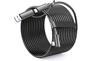 XZXWZX Cable de Enlace 2 en 1 Compatible con Quest 3,Quest 2/Pro/Pico 4 y Accesorios VR, Cable Tipo C Mejorado de 5 m, Cable de Carga de Transferencia de Datos de Alta Velocidad para Auriculares VR