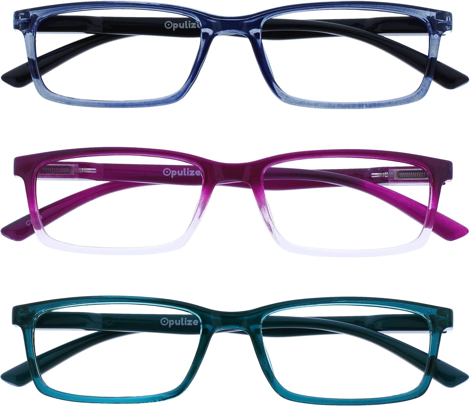 OPULIZE See Gafas Lectura Filtro Luz Azul x3 Estrecha Bisagras de Resorte Mejoran Sueño Reducen Dolor de Cabeza Ordenador Videojuegos Antirreflejante Azul Morado Turquesa Hombre Mujer BBB9-35Q +2.00