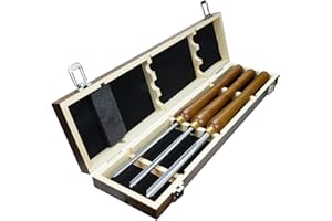 DEEFIINE 3 Stück Drechseleisen Set, HSS Drechselmesser im Holzkoffer, Drechselwerkzeug für Holz, 10mm,12mm und 16mm Meißel für Holzdrehen