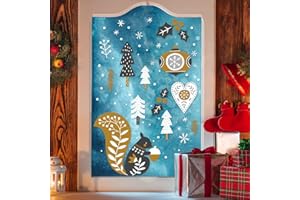 WandSticker4U®- Adesivi finestre Natale bambini SCOIATTOLO nel BOSCO INVERNALE I Adesivi natalizi per finestre riutilizzabili I Decorazioni vetrofanie natalizie cameretta bambini fiocchi di neve