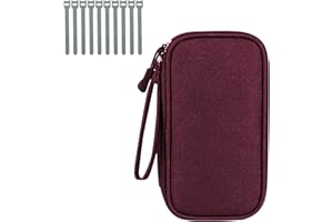 Classycoo Organiser Tasche Reise Elektronische Tasche mit 10 Pcs Drahtbinder - Doppelschicht Elektronik Zubehör Kabeltasche, Tragbare Tech Pouch for SD-Karte, Handy Ladekabel, Powerbank (Wein)