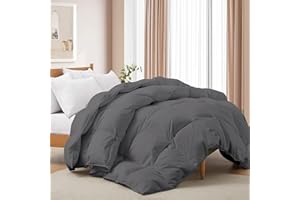 Deodar Edredón de Plumas Cama 80/90 Todas Estaciones 1 Persona, Relleno Pluma y Plumón de Ganso 420 GR/m², Funda Nórdica 100% Algodón, Lavar, Öko-Tex y RDS (Gris Oscuro, 135x200cm)