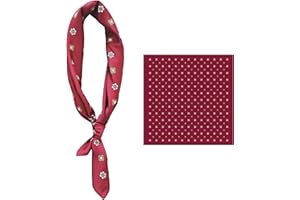 GIMIRO 53 x 53 cm Men's Faux Silk Scarf Square Elegant Vintage Floral Wave Dot Stripe