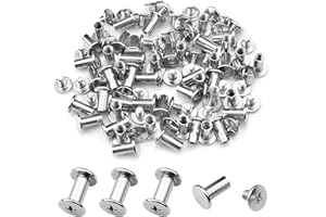 inodiref 50 zestawów Chicago zestaw śrub wiążących, śruba do książki przycisk Chicago, Chicago śruby gwoździe nity podwójna pokrywka, niklowane śruby do skóry DIY, książki, menu, albumu, naprawy rzemieślniczej, dekoracji (M5 * 10)