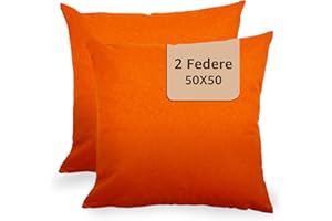 GENERICO Federe Cuscini Divano 50x50 - Copricuscini 50x50 - Federa per Cuscino Divano e Camera da Letto - Federe per Cuscini Decorative 2 pezzi Arancione