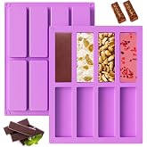 Rseuphiee 2 Pieces 8 Cavity Rectangle Silicone Molds | Nonstick for Soaps, Cakes, Cupcakes, Chocolate, Candy, Bars - Purple