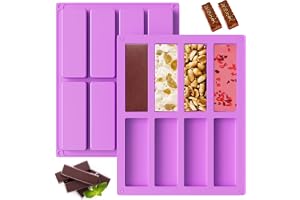 Rseuphiee 2 stycken rektangulär silikonform, non-stick formar | 8 håligheter, hem spannmålsstänger, bröd, tårta, chokladstänger, kakor