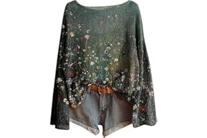 DUHGBNE Maglione Girocollo Donna Bohemien Bordo Irregolare Che Lavora Manica Lunga Felpa Elegante Senza Cappuccio vestibilità Classica