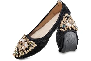 MACHSWON Ballerine da donna con strass, per esterni, da matrimonio, pieghevoli, scintillanti, comode, senza lacci, scarpe da passeggio per donna