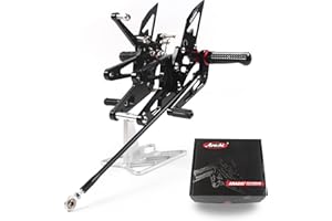 Arashi (Version2.0) Regolabile Pedaline Pedane Posteriori Pedane Arretrate Pedane Poggiapiedi per Yamaha YZF R6 2003 2004 2005 Accessori Pedana Pedalini Pedalina YZF-R6 Nero 03 04 05