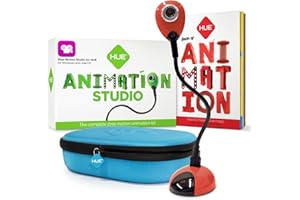 HUE Animation Studio: Kit Completo de Stop Motion (Cámara, Software, Libro) para Windows/macOS (cámara Roja con Funda)
