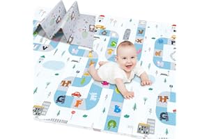 CANMALCHI Foldable Baby Play Mat Large Thick Reversable Waterproof Crawling Mat for Infants Toddlers Activity,Portable Double-Sided Crawling Mat- Easy to Clean 200x180x1.5cm(78.7 * 70.8 * 0.6)''