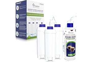 Weeplow® - 3 Filtres à Eau Compatibles avec les machines à café Delonghi et un Détartrant 300ML, Kit d’Entretien Complet Compatible avec Machine à Café Magnifica, Dinamica, Autentica, Primadonna